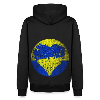 Ukraine Frieden Russland Flagge Fahne Herz - Männer Premium Bio Hoodie - Schwarz - Hinten - Nico (187cm)
