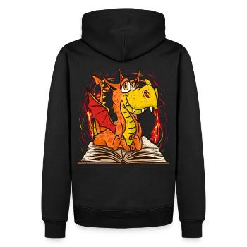 Buch Drache Lesen Bücherwurm Literatur Roman Autor - Männer Premium Bio Hoodie - Schwarz - Hinten - Nico (187cm)