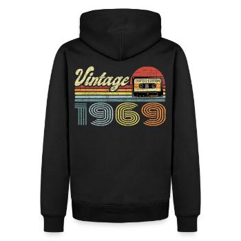 Vintage 1969 Kassette Mixtape - 52. Geburtstag - Männer Premium Bio Hoodie - Schwarz - Hinten - Nico (187cm)