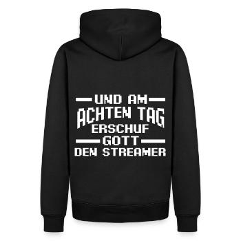 Gaming Zocken Zocker Gamer Streaming Streamer - Männer Premium Bio Hoodie - Schwarz - Hinten - Nico (187cm)
