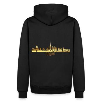 Séoul, Corée - Sweat à capuche Premium bio Homme - noir - Dos - Nico (187cm)