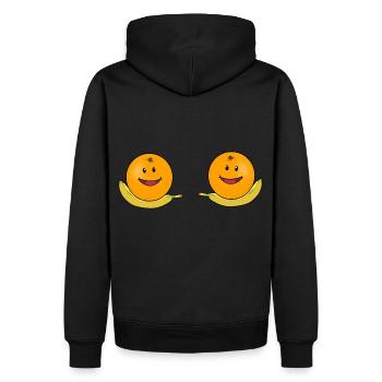 Bananen BH Bikini Brust Orangen Erotik sexy Erotik - Männer Premium Bio Hoodie - Schwarz - Hinten - Nico (187cm)