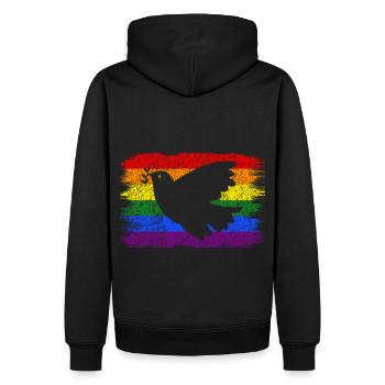 Friedenstaube Peace Flagge - Männer Premium Bio Hoodie - Schwarz - Hinten - Nico (187cm)
