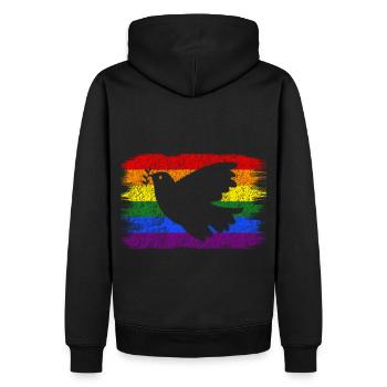 Friedenstaube Peacefahne Ukraine - Männer Premium Bio Hoodie - Schwarz - Hinten - Nico (187cm)