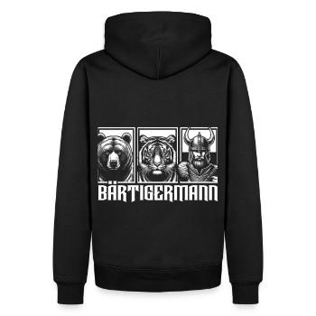 Bärtigermann Bär Tiger Mann Geschenk Bart - Männer Premium Bio Hoodie - Schwarz - Hinten - Nico (187cm)
