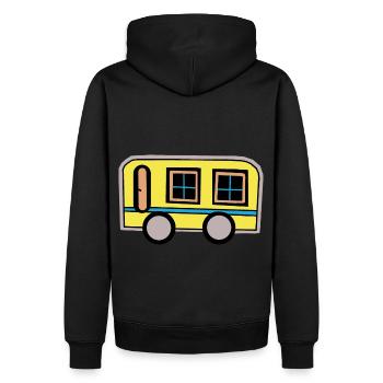Wohnwagen Wohnmobil Camping Retro 80er - Männer Premium Bio Hoodie - Schwarz - Hinten - Nico (187cm)