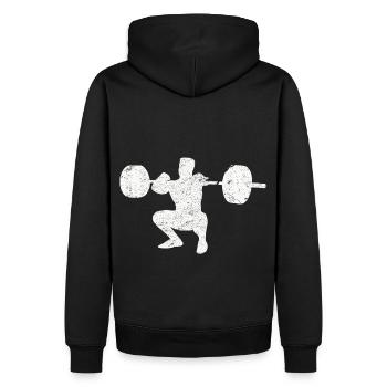Front Squat Fitness Training Studio Gym Sport - Sweat à capuche Premium bio Homme - noir - Dos - Nico (187cm)
