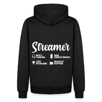Gaming Zocken Zocker Gamer Streaming Streamer - Männer Premium Bio Hoodie - Schwarz - Hinten - Nico (187cm)