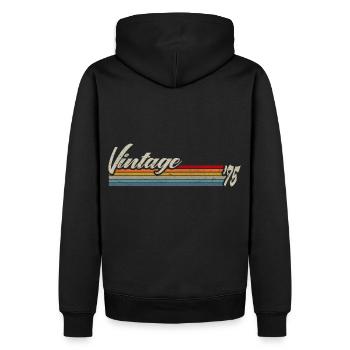 Vintage Since 1975 - Cadeau 46e anniversaire - Sweat à capuche Premium bio Homme - noir - Dos - Nico (187cm)
