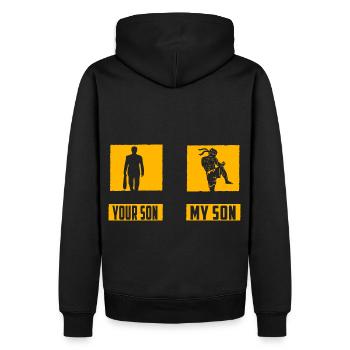 Dein Sohn mein Sohn Muay Thai - Männer Premium Bio Hoodie - Schwarz - Hinten - Nico (187cm)