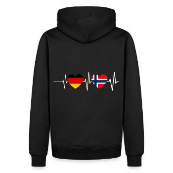 Allemagne Norvège Battement de Coeur Cadeau - Sweat à capuche Premium bio Homme - noir - Dos - Nico (187cm)