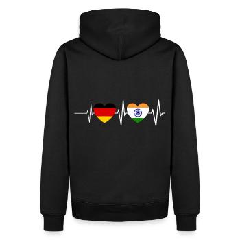 Allemagne Inde Herzschlag Drapeau Indien Inde - Sweat à capuche Premium bio Homme - noir - Dos - Nico (187cm)