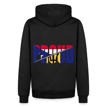 Flagge von Puerto Rico und Barbados - Männer Premium Bio Hoodie - Schwarz - Hinten - Nico (187cm)