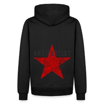 antifasciste antifasciste - Sweat à capuche Premium bio Homme - noir - Dos - Nico (187cm)