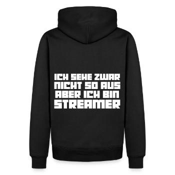 Gaming Zocken Zocker Gamer Streaming Streamer - Männer Premium Bio Hoodie - Schwarz - Hinten - Nico (187cm)