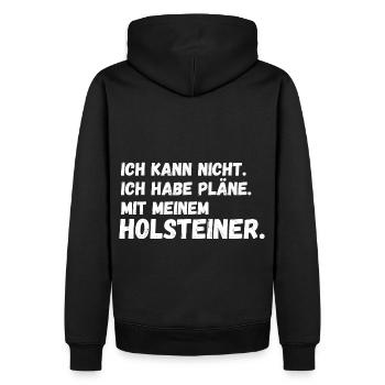 Pferd Reitsport Reiten Pferdesport Holsteiner - Männer Premium Bio Hoodie - Schwarz - Hinten - Nico (187cm)
