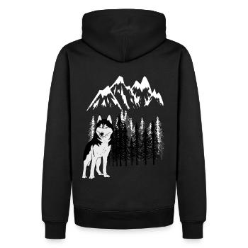 Mountains Husky Wilderness Wild Xmas Dog - Men’s Premium Organic Hoodie - black - Back - Nico (187cm)