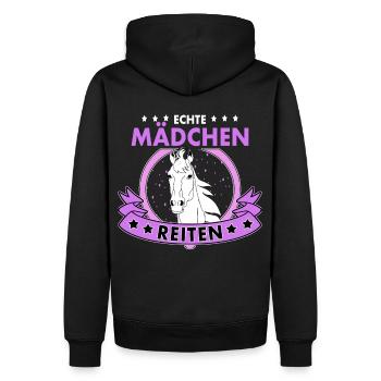 Echte Mädchen Reiten Pferde Reitsport - Männer Premium Bio Hoodie - Schwarz - Hinten - Nico (187cm)