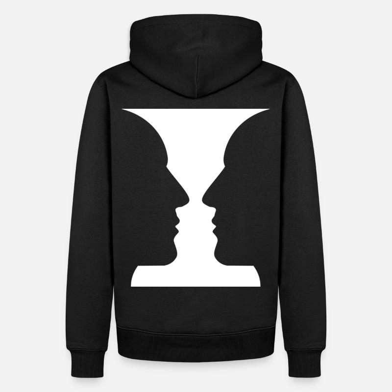 Köpfe oder Vase Optische Täuschung - Männer Premium Bio Hoodie - Schwarz