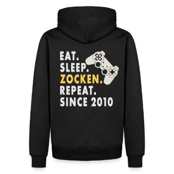 Eat Sleep gambling Since 2010 design for gamers - Männer Premium Bio Hoodie - Schwarz - Hinten - Nico (187cm)