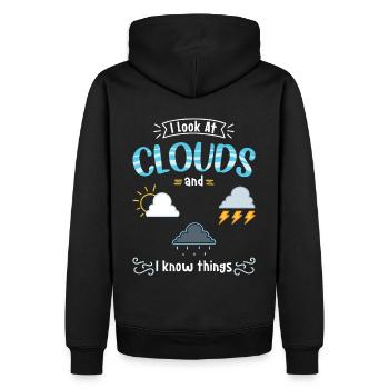 Météorologiste I Look At Clouds And I Know Things - Sweat à capuche Premium bio Homme - noir - Dos - Nico (187cm)