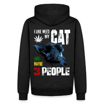 J’aime weed my cat et peut-être 3 personnes graphique - Sweat à capuche Premium bio Homme - noir - Dos - Nico (187cm)