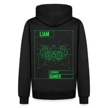 Liam Name Geschenk Personalisiert Legendärer - Männer Premium Bio Hoodie - Schwarz - Hinten - Nico (187cm)