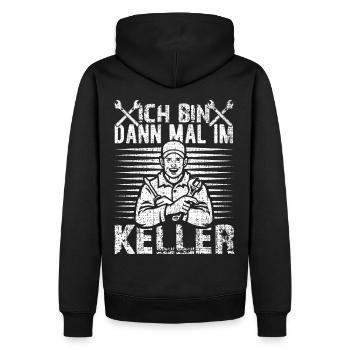 Handwerker Werkzeug Ich Bin Dann Mal Im Keller - Männer Premium Bio Hoodie - Schwarz - Hinten - Nico (187cm)