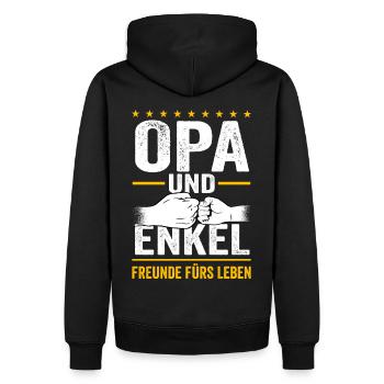 Opa und Enkel Freunde fürs Leben - Männer Premium Bio Hoodie - Schwarz - Hinten - Nico (187cm)