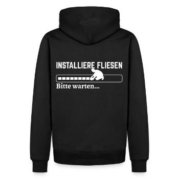 Installiere Fliesen Bitte warten Handwerker - Männer Premium Bio Hoodie - Schwarz - Hinten - Nico (187cm)