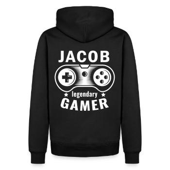 JACOB Legendary Gamer Personalized Name Gift - Sweat à capuche Premium bio Homme - noir - Dos - Nico (187cm)