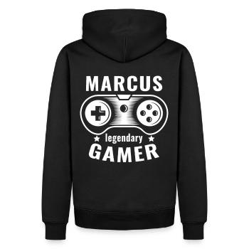 MARCUS Legendary Gamer Personalized Name Gift - Sweat à capuche Premium bio Homme - noir - Dos - Nico (187cm)