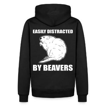 Légèrement distrait par le castor Beaver Nagetet - Sweat à capuche Premium bio Homme - noir - Dos - Nico (187cm)
