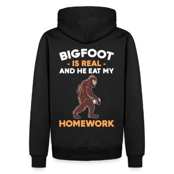 School Student Bigfoot is Real And He Eat My - Männer Premium Bio Hoodie - Schwarz - Hinten - Nico (187cm)