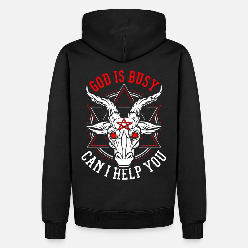 God Is Busy Can I Help You Devil Satanic Satan - Männer Premium Bio Hoodie - Schwarz
