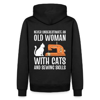 Never Underestimate An Old Woman With Cats And - Sweat à capuche Premium bio Homme - noir - Dos - Nico (187cm)