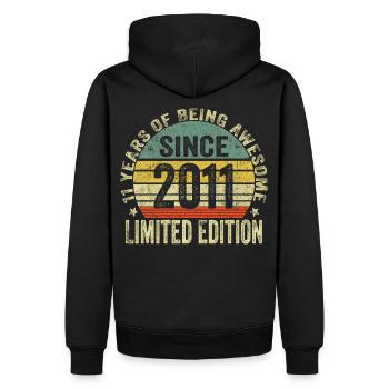 Édition Limitée 2011 Cadeau pour le 11ème anniversaire - Sweat à capuche Premium bio Homme - noir - Dos - Nico (187cm)