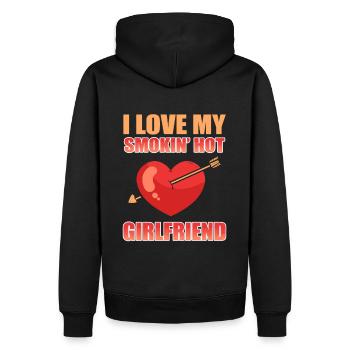 I Love My Smokin Hot Girlfriend Valentine's Day - Männer Premium Bio Hoodie - Schwarz - Hinten - Nico (187cm)