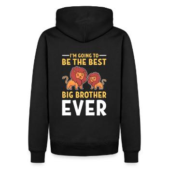 Ich werde der beste große Bruder aller Zeiten - Männer Premium Bio Hoodie - Schwarz - Hinten - Nico (187cm)