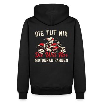 Die Tut Nix Die Will Nur Motorrad Fahren Moped - Männer Premium Bio Hoodie - Schwarz - Hinten - Nico (187cm)