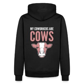 Mes collègues sont des agricultrices de vaches - Sweat à capuche Premium bio Homme - noir - Dos - Nico (187cm)