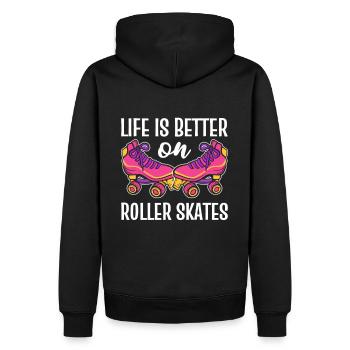 Life’s Better On Roller Skates Roller Skating - Männer Premium Bio Hoodie - Schwarz - Hinten - Nico (187cm)