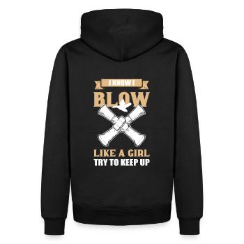 Je sais que je souffle comme une fille canard chasse canard appel - Sweat à capuche Premium bio Homme - noir - Dos - Nico (187cm)