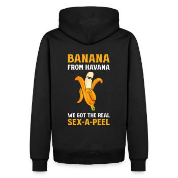 Banana From Havana We Got The Real Sex-A-Peel - Men’s Premium Organic Hoodie - black - Back - Nico (187cm)