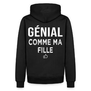 génial comme ma fille cadeau papa père et fille - Sweat à capuche Premium bio Homme - noir - Dos - Nico (187cm)