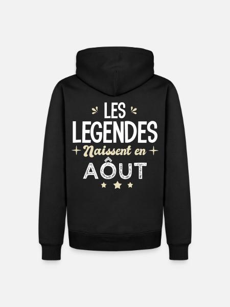 légendes naissent en aout anniversaire - Sweat à capuche Premium bio Homme - noir
