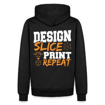 Desing Slice Print Repeat 3D Printing Slicing - Men’s Premium Organic Hoodie - black - Back - Nico (187cm)