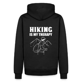 Hiking Is My Therapy Hiker Climbing - Men’s Premium Organic Hoodie - black - Back - Nico (187cm)