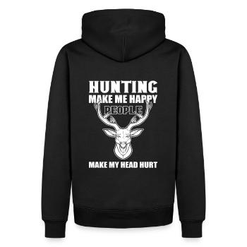 Hunting Make Me Happy People Make My Head Hurt - Männer Premium Bio Hoodie - Schwarz - Hinten - Nico (187cm)