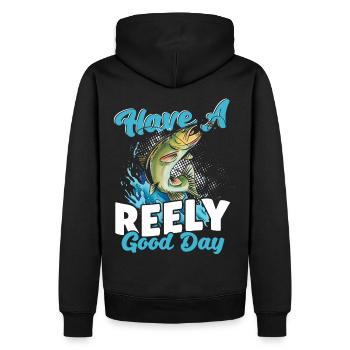 Have a Reely Good Day Fishing Fisherman - Männer Premium Bio Hoodie - Schwarz - Hinten - Nico (187cm)
